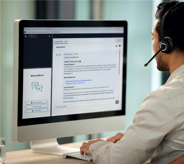 Customer service agent using Axyom Assist.